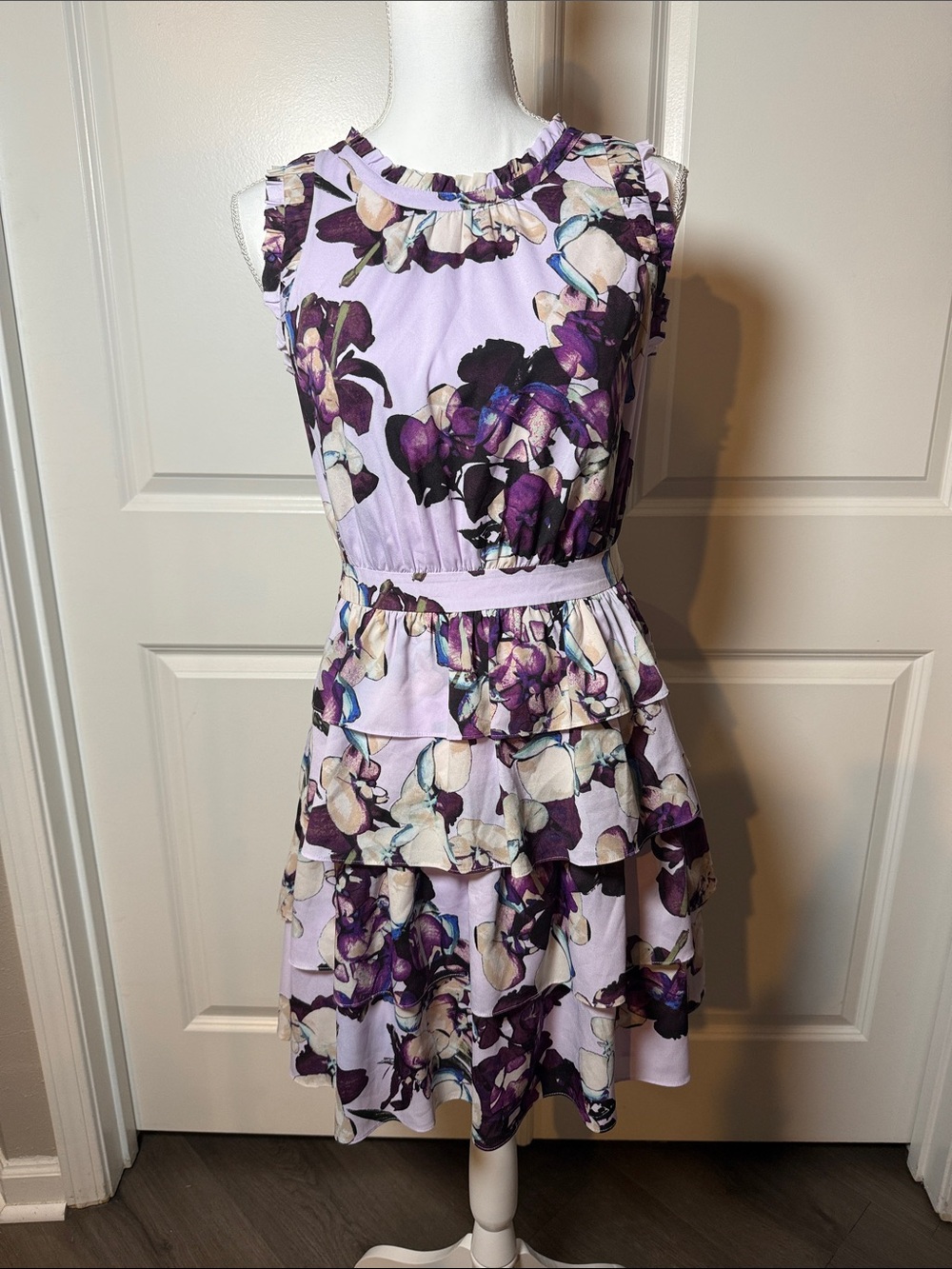 Banana Republic Lilac and Purple Floral Tiered Dress